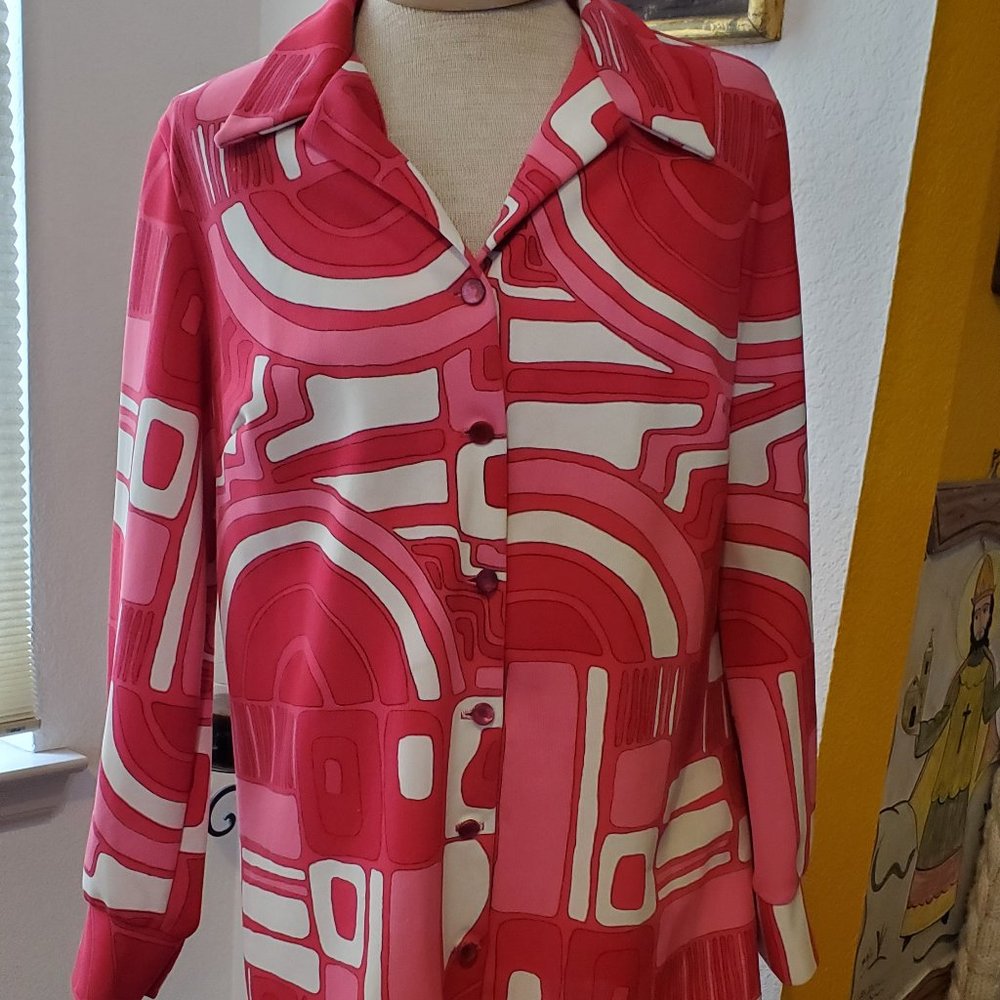 Vintage hot pink mod shirt/jacket